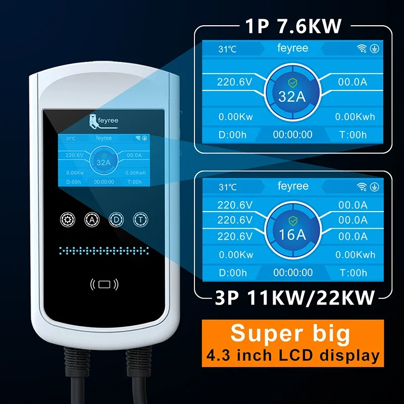 Chargeur EV Feyree Type 2 32A  - Ev Charger Type 2 22Kw 32A 3 Phase avis et prix